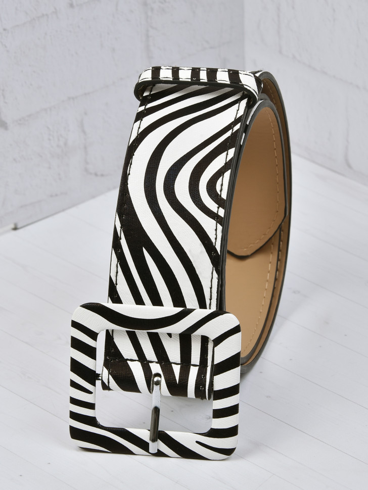 Ремень женский 70025 чёрно-белый