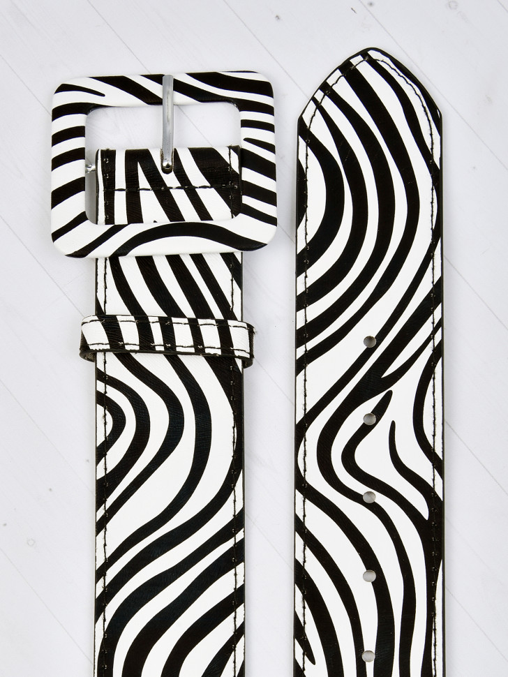 Ремень женский 70025 чёрно-белый